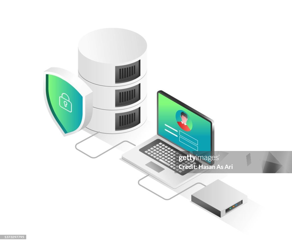 Flat Isometric Concept Illustration Personal Database Account Security ...