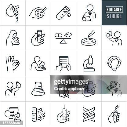 Icônes thin line de recherche médicale - Trait modifiable Icônes thin line de recherche médicale - Trait modifiable