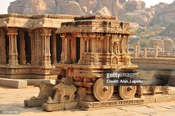 vittala temple stone chariot,hampi,karnataka,india. - ancient stock pictures, royalty-free photos & images