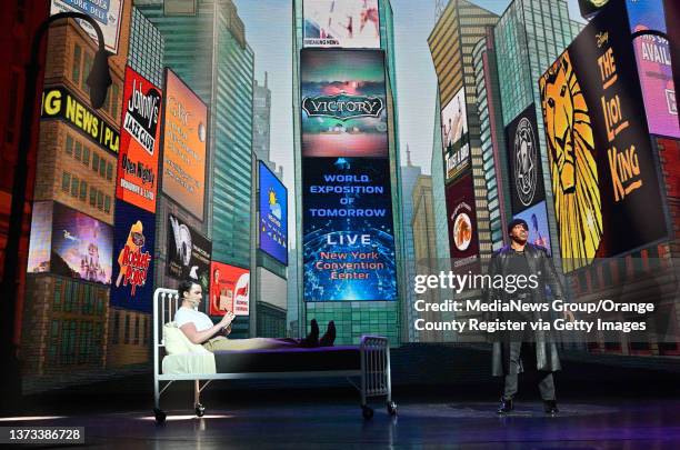 Anaheim, CA Captain America meets Nick Fury during a scene from Rogers: The Musical at the Hyperion Theater inside Disney California Adventure in...