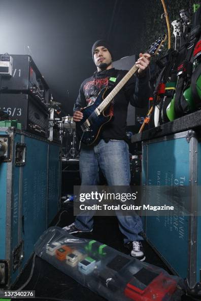 Marc Rizzo Rotation Portrait of American musician Marc Rizzo, posing with a Peavey HP ...
