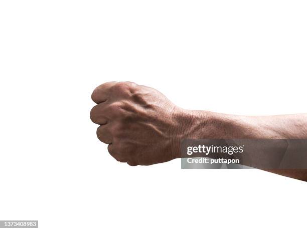 male hand hand of a close-up male worker in various poses on a white background with clipping path. - carrying sign imagens e fotografias de stock
