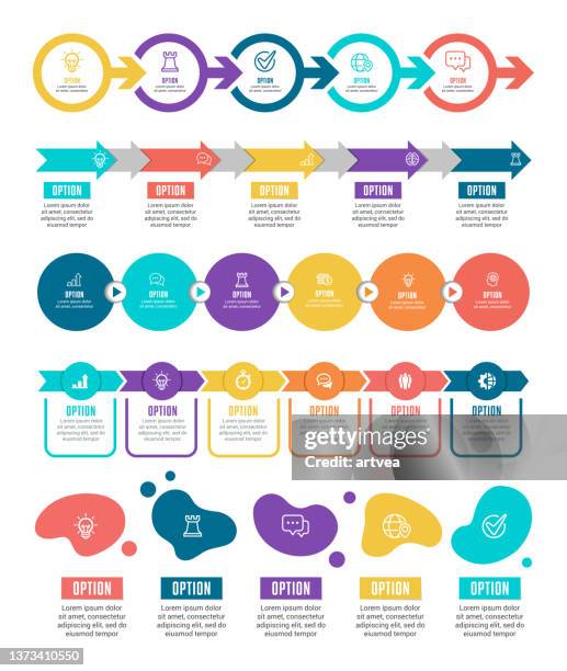infographic elements. timeline element. - pie chart 8 stock illustrations