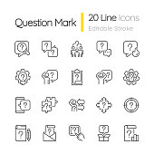 Question mark linear icons set
