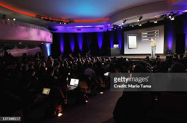 Philip Schiller, Apple's senior vice president of Worldwide Marketing, speaks about Apple's plan to "reinvent" textbooks at an event at the...