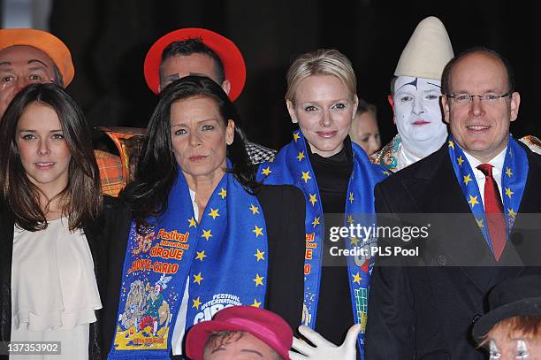 Pauline Ducruet, Princess Stephanie of Monaco, Princess Charlene of Monaco and Prince Albert II of Monaco attend the opening ceremony of the...