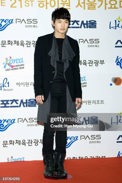 South Korean actor Jun Tae-Su attends during the 21st High1 Seoul Music Awards at Olympic Gymnasium on January 19, 2012 in Seoul, South Korea.