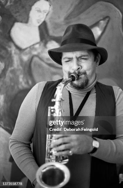 Deborah Feingold/Corbis via Getty Images) American Jazz musician, composer, & band leader Jackie McLean plays alto saxophone in his home, Hartford,...