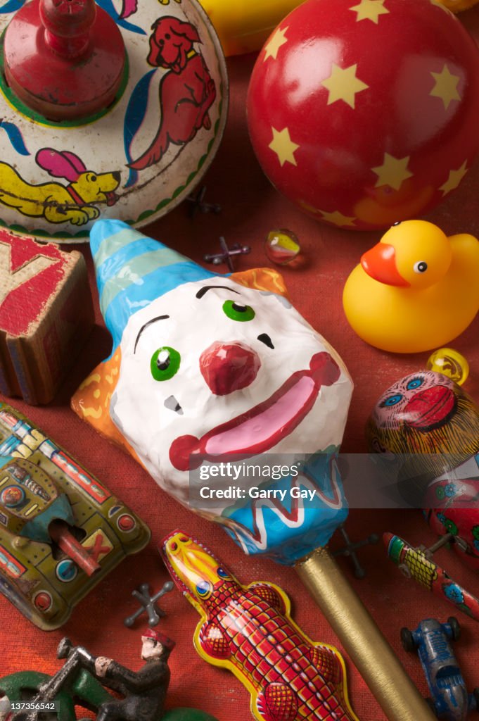 Clown rattle with old toys