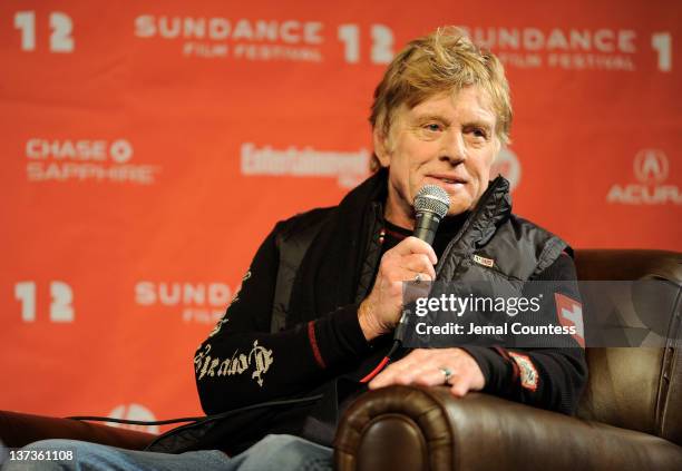 Sundance Institute President and Founder Robert Redford speaks at the opening day press conference held at the Egyptian Theatre during the 2012...