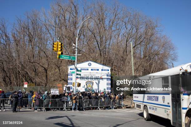 Criminal justice activists demand that Rikers Island jail and the system that discriminates against the poor by demanding bail before trial end, on...