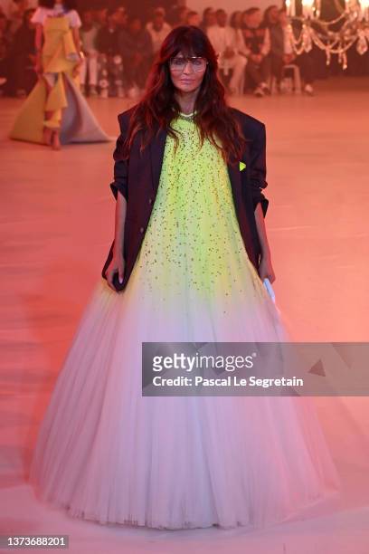Helena Christensen walks the runway during the Off-White Womenswear Fall/Winter 2022-2023 show as part of Paris Fashion Week on February 28, 2022 in...