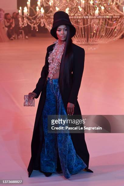 Naomi Campbell walks the runway during the Off-White Womenswear Fall/Winter 2022-2023 show as part of Paris Fashion Week on February 28, 2022 in...