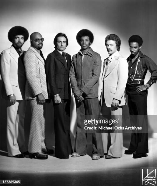 Lenny Fridie, Jr., Gerry Thomas, Paul Forney, Jimmy Castor, Jeff Grimes, ad Ellwood Henderson, Jr. Of the funk group "The Jimmy Castor Bunch" pose...