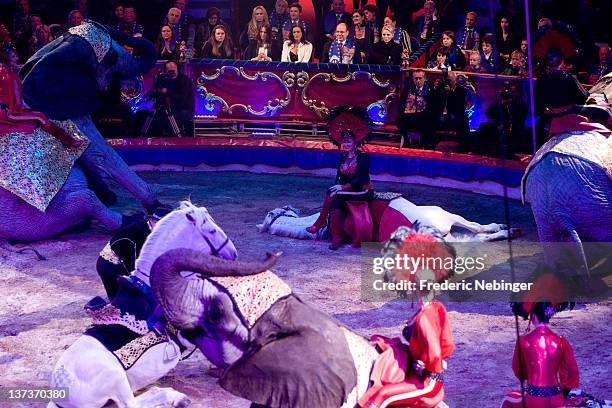 Camille Gottlieb, Pauline Ducruet, Princess Stephanie of Monaco, Princess Charlene of Monaco and Prince Albert II of Monaco attend the opening of...