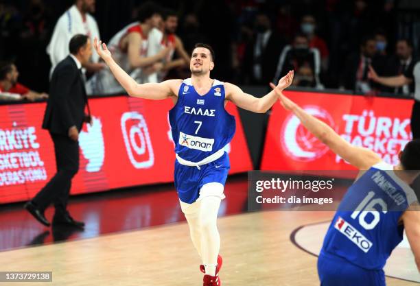 Dimitrios Agravanis and Kostas Papanikolaou of Greece during the FIBA Basketball World Cup 2023 Qualifier between Turkey v Greece at the Sinan Erdem...