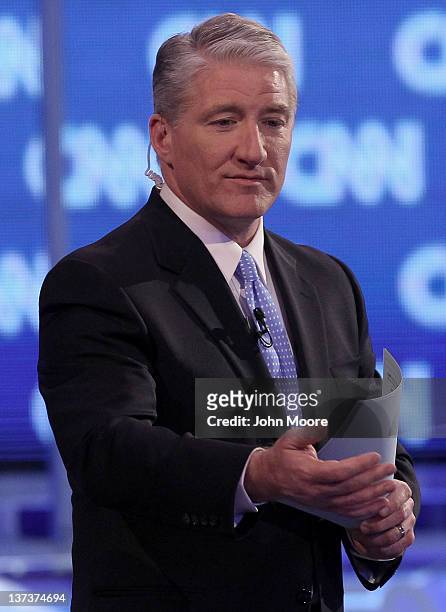 Anchor and chief national correspondent John King moderates a debate for the four remaining Republican presidential candidates at the North...