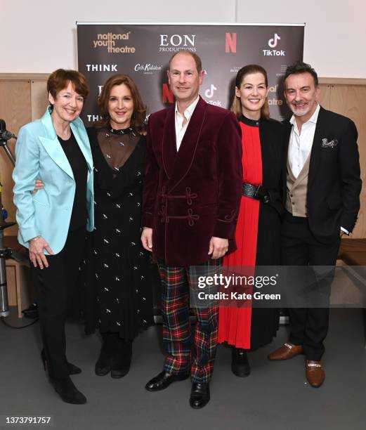 Dawn Airey, Barbara Broccoli, HRH The Earl of Wessex, Rosamund Pike and Paul Roseby attend the National Youth Theatre Nostalgic Fantastic Fundraising...