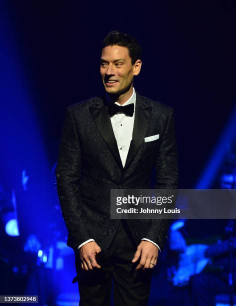 Urs Buhler of Il Divo’s performs live on stage during the “Greatest Hits Tour” at James L. Knight Center on February 27, 2022 in Miami, Florida....