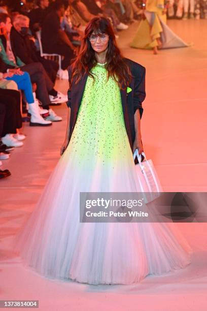Helena Christensen walks the runway during the Off-White Womenswear Fall/Winter 2022-2023 show as part of Paris Fashion Week on February 28, 2022 in...