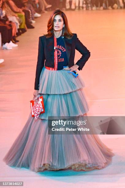 Cindy Crawford walks the runway during the Off-White Womenswear Fall/Winter 2022-2023 show as part of Paris Fashion Week on February 28, 2022 in...