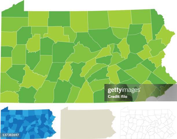 pennsylvania county map - pennsylvania 幅插畫檔、美工圖案、卡通及圖標