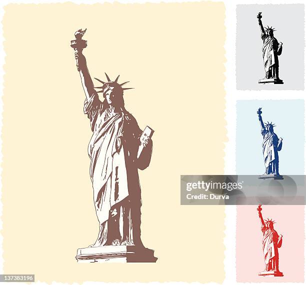 statue of liberty sketch - statue of liberty new york city stock illustrations