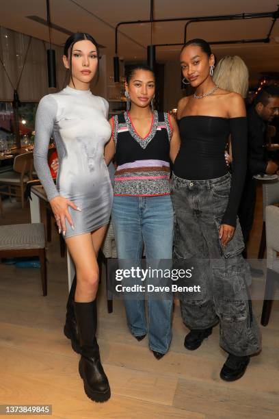 Francesca Martin, Vanessa White and Cheyenne Maya-Carty aka Chey Maya attend an exclusive preview dinner celebrating the launch of the May Fair...