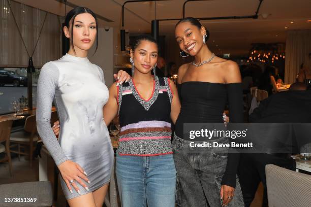 Francesca Martin, Vanessa White and Cheyenne Maya-Carty aka Chey Maya attend an exclusive preview dinner celebrating the launch of the May Fair...