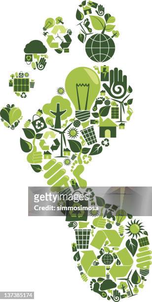 carbon footprint - environmental issues stock illustrations