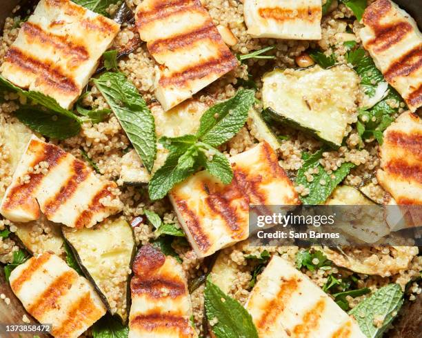 halloumi quinoa salad - grilled halloumi stock pictures, royalty-free photos & images