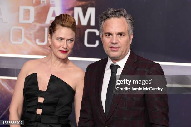 Sunrise Coigney and Mark Ruffalo attend "The Adam Project" New York Premiere on February 28, 2022 in New York City.