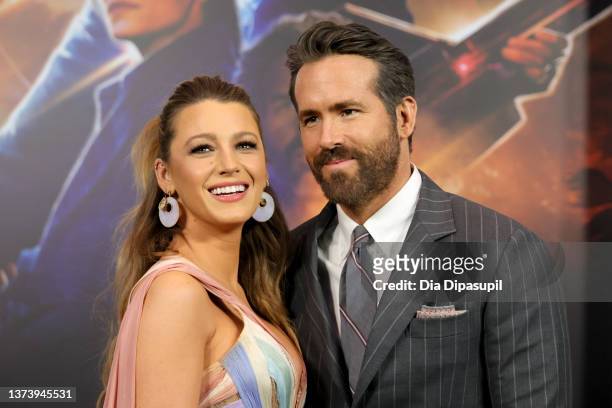 Blake Lively and Ryan Reynolds attend "The Adam Project" New York Premiere on February 28, 2022 in New York City.