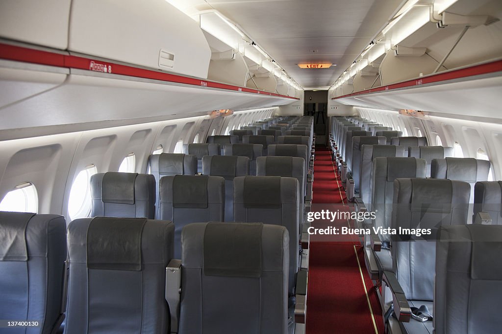 Empty seats in an airplane's interior