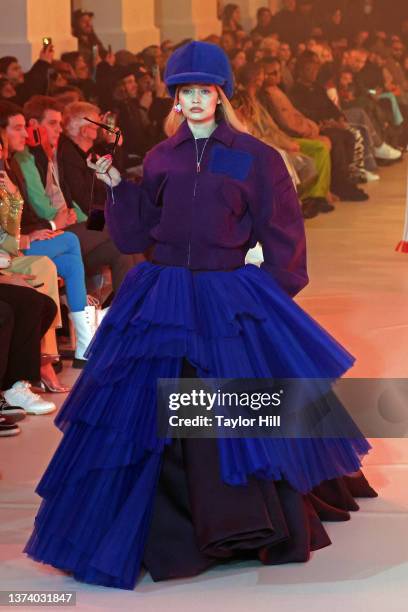 Gigi Hadid walks the runway during the Off-White Womenswear Fall/Winter 2022-2023 show Spaceship Earth: An "Imaginary Experience" at Palais...