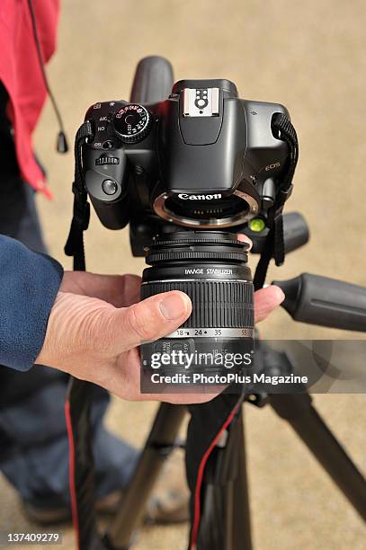 Canon EOS 450D D-SLR camera with EF-58mm Reversing Ring, Romsey, April 4, 2011.