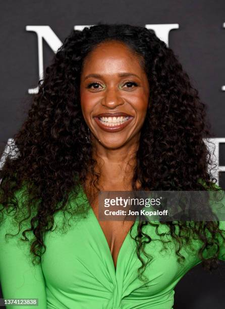 Merrin Dungey attends the Premiere of STARZ "Shining Vale" at TCL Chinese Theatre on February 28, 2022 in Hollywood, California.