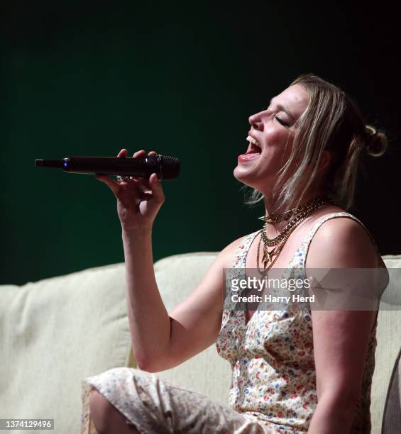 Lzzy Hale of Halestorm performs at a sold out show at O2 Guildhall Southampton on February 28, 2022 in Southampton, England.