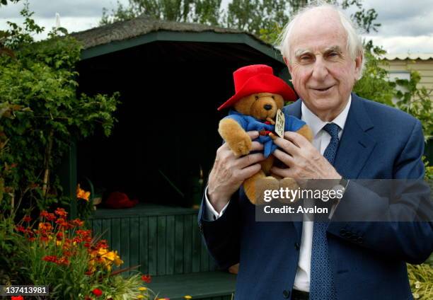 The Hampton Court Palace Flower Show 2005 Press day, Hampton Court Palace, London, Author of the Paddington Bear books, Michael Bond, in the Action...