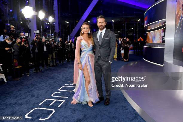 Blake Lively and Ryan Reynolds attend The Adam Project World Premiere at Alice Tully Hall on February 28, 2022 in New York City.