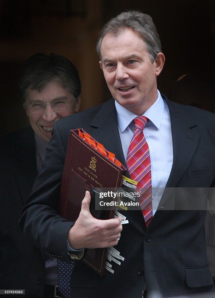 Tony Blair, the British Prime Minister, leaves Downing Street for