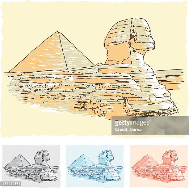 egypt sketch - giza stock illustrations