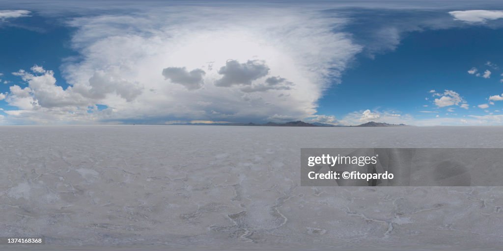 Stormy weather in Bonneville Salt Flats Utah