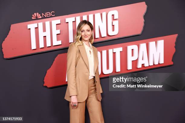 Judy Greer attends the Red Carpet Event for NBC's "The Thing About Pam" at The Maybourne Beverly Hills on February 28, 2022 in Beverly Hills,...