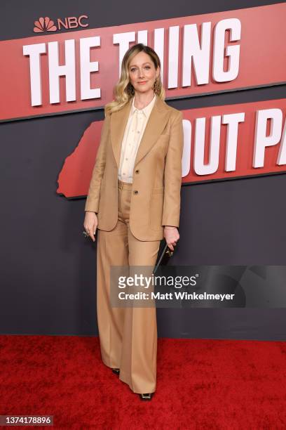 Judy Greer attends the Red Carpet Event for NBC's "The Thing About Pam" at The Maybourne Beverly Hills on February 28, 2022 in Beverly Hills,...