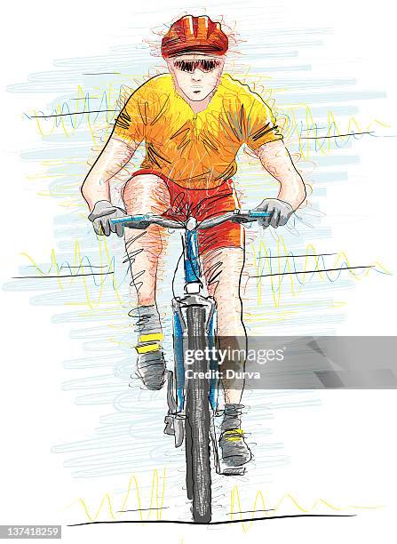 riding a bike - mountain path stock illustrations