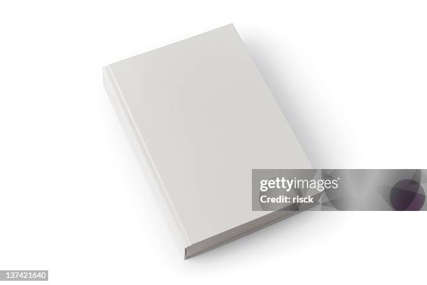 light gray blank book with shadow against white background - blank book cover bildbanksfoton och bilder