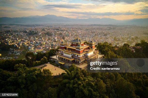 fulari gumba from drone point of view, nepal - katmandu imagens e fotografias de stock