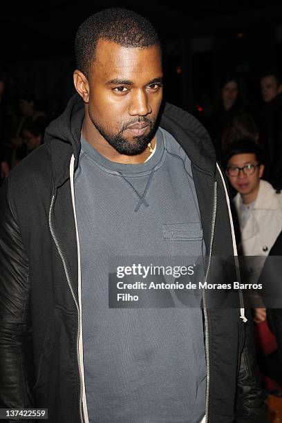 Kanye West attends the Givenchy Menswear Autumn/Winter 2013 show as part of Paris Fashion Week on January 20, 2012 in Paris, France.