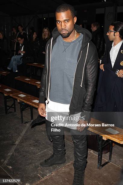 Kanye West attends the Givenchy Menswear Autumn/Winter 2013 show as part of Paris Fashion Week on January 20, 2012 in Paris, France.